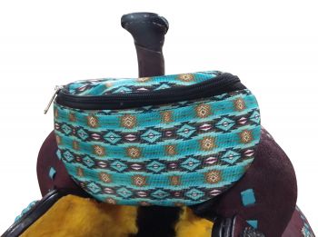 Showman Teal Southwest Design Print Insulated Nylon Saddle Pouch